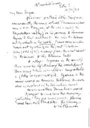 Letter from to Sayce Ramsay