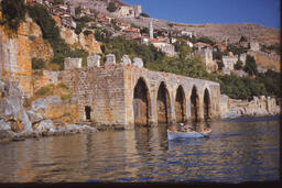 Alanya Tersane, Castle Walls, Houses, Sea and Boat